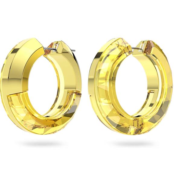 Swarovski Women's Hoop Earrings Lucent Yellow Gold Aluminum, Crystals - Picture 2 of 6